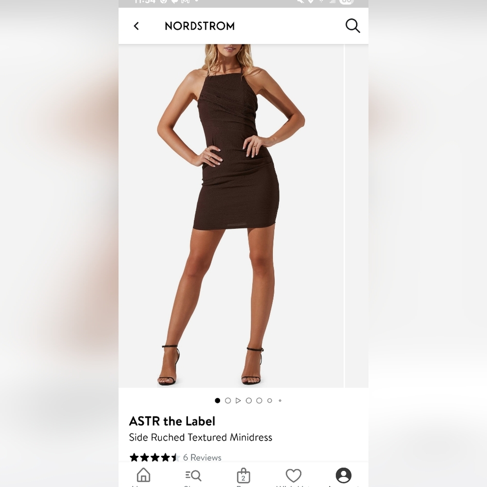 Astr Chocolate Ruched Mini Dress
